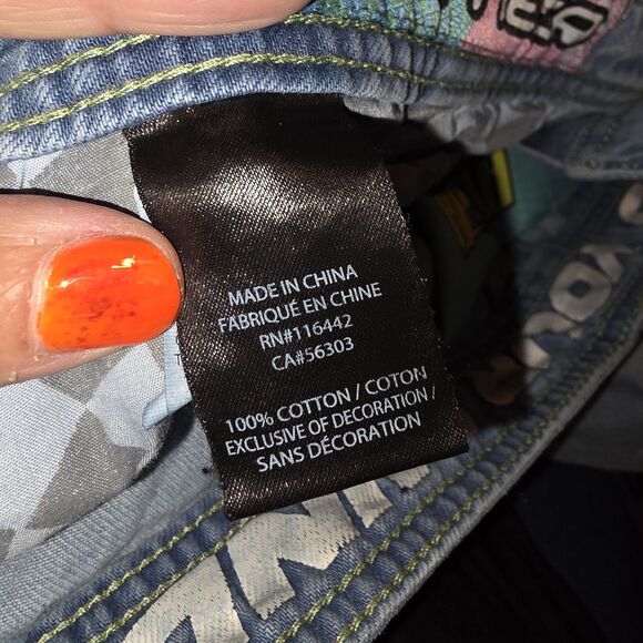 ALAB MEGA WIDE LEG Sz 42 Embroidered Pocket Logo Skater Rave Y2K Grunge Jeans - Picture 6 of 10